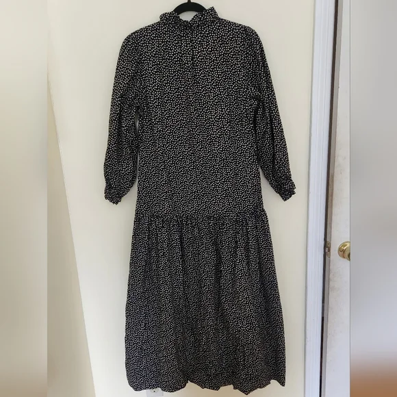 The GREAT. venetian corduroy black long Sleeve Leaf Print boho cottage M - Picture 5 of 13